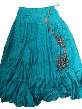 New With Tags Younique Turquoise Teal long Skirt or Mid Dress  with Beads size L